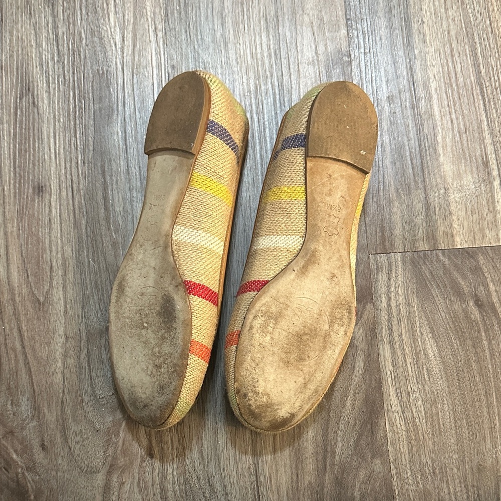 Tory Burch Women's Striped Flats with Gold Logo - Picture 8 of 9